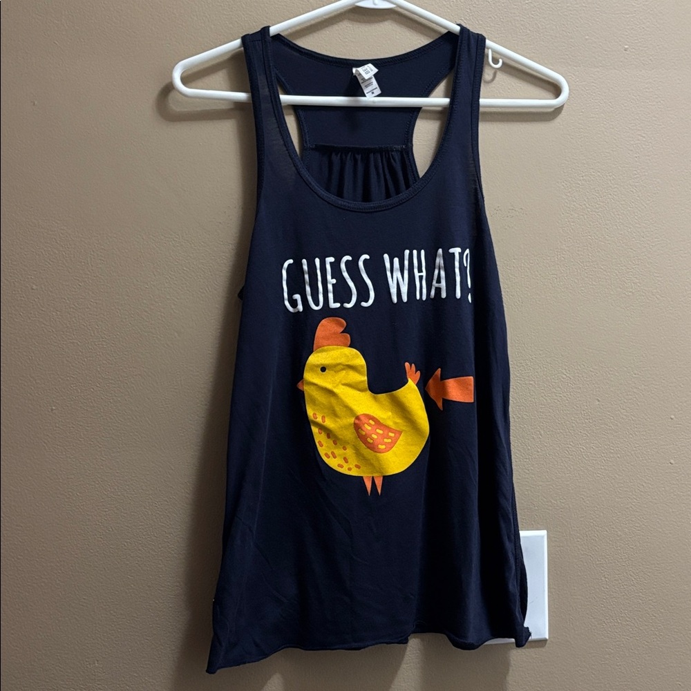 Black Tank Top with Chicken Graphic